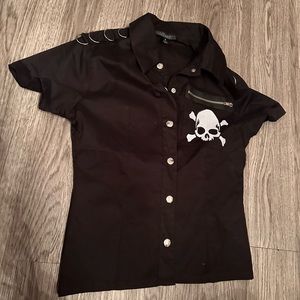 Dolls Kill Widow Skull Button Up